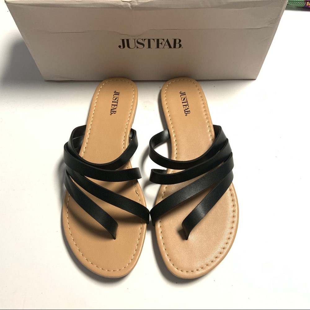 JustFab Women’s Black Flat Sandals